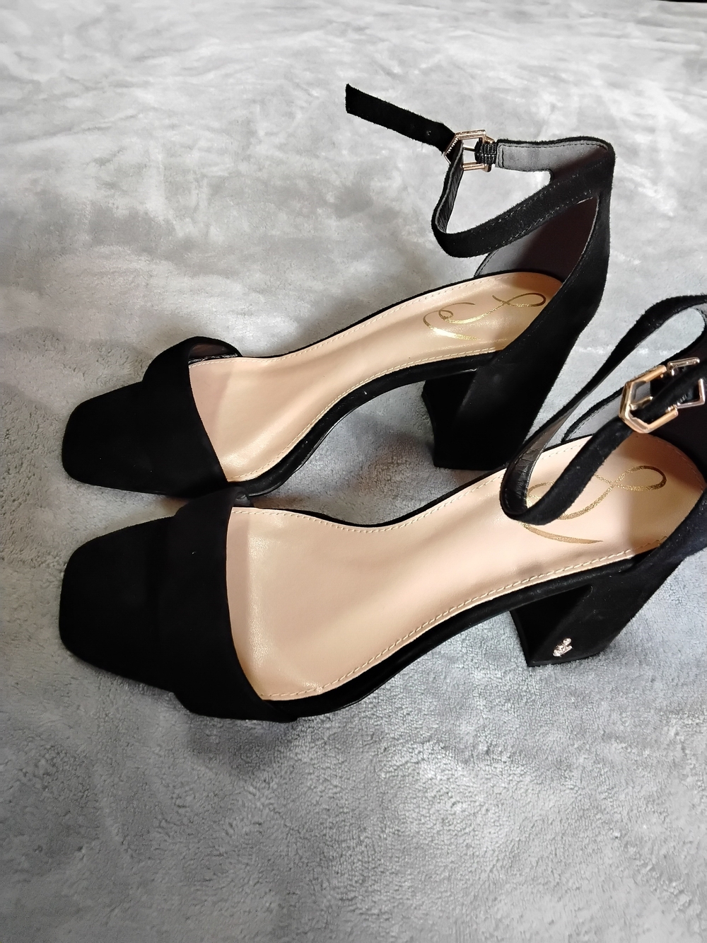 Sam Edelman Black Ankle-Strap Block Heel Sandals - Picture 3 of 6